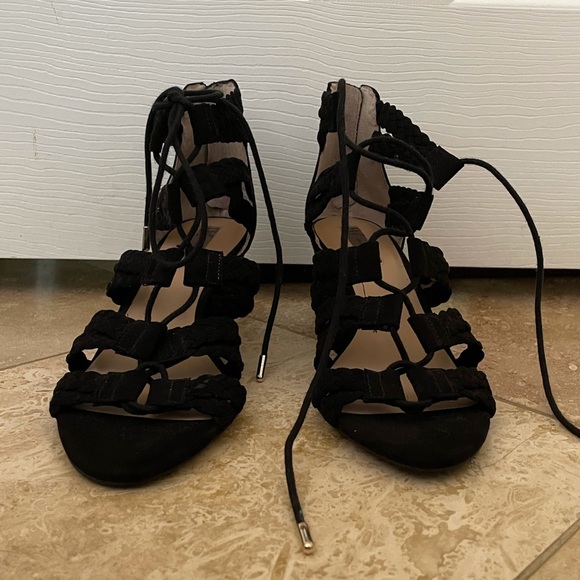 INC Black Lace Up Gladiator Wedge Sandals - Picture 3 of 10